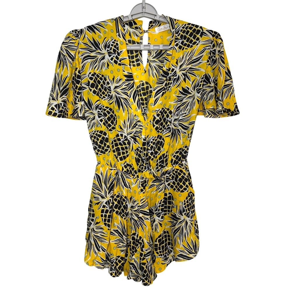 Ava Sky Pineapple AOP Romper Womens S Tropical Coastal Resort Hawaii Beach